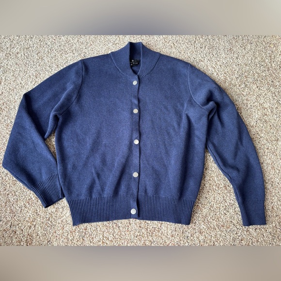 Marble Scotland Cotton-Rich Knit Bomber Jacket Navy Size S - Picture 3 of 9